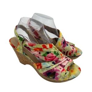 Naturalizer Floral‎ Wedge Sandals Comfort Slingback Heels Lulianna Size 8.5M